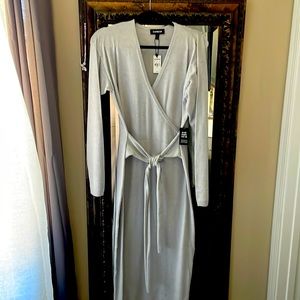 Belted Sweater Wrap Dress